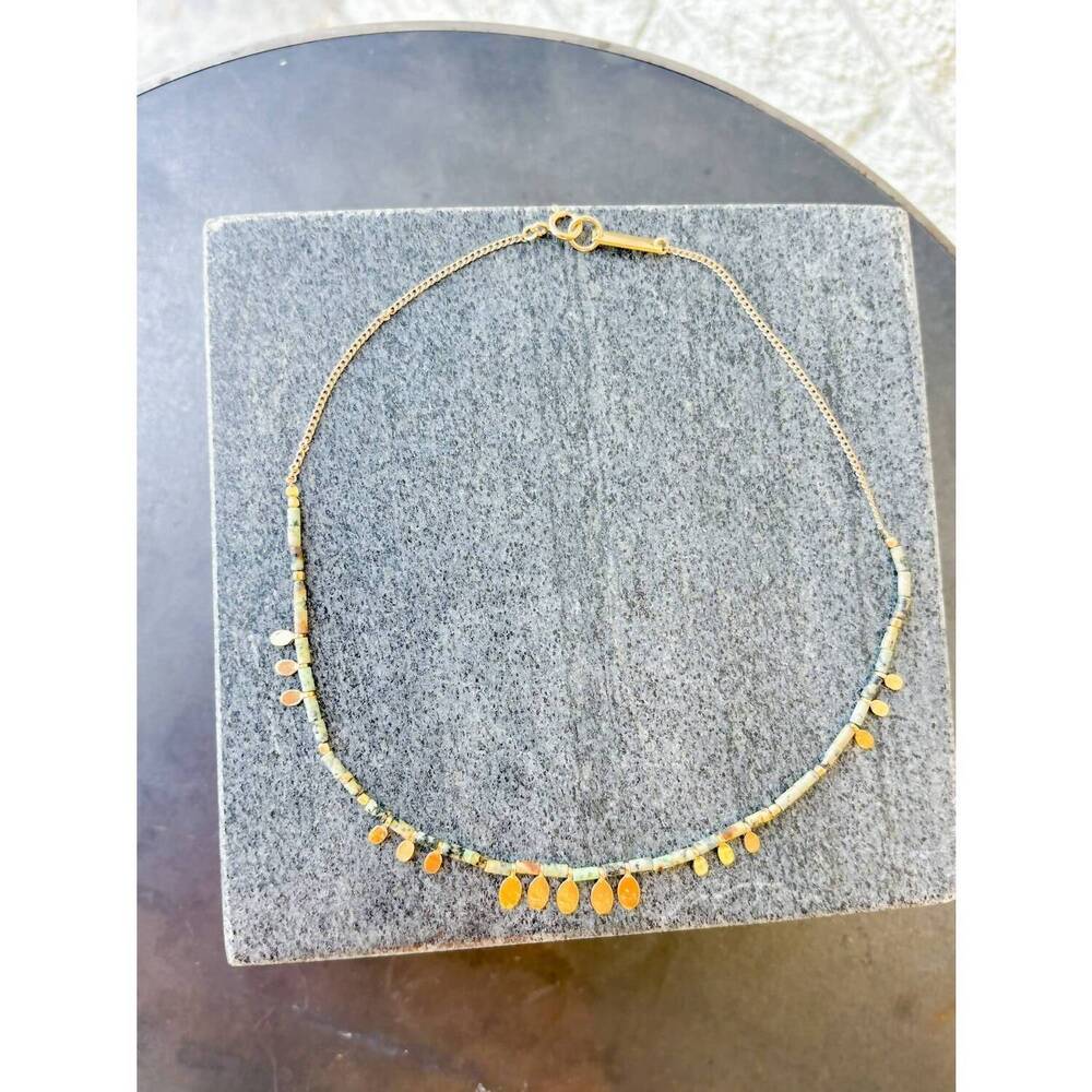 NEW ISABEL MARANT women's elyas short necklace in khaki
